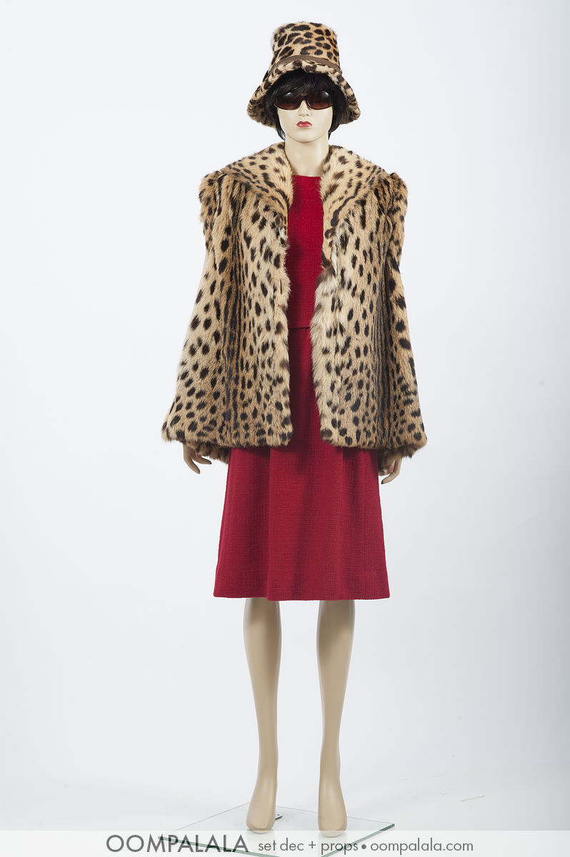 red wool sleeveless dress with 1950s spotted cat coat and hat 7560 red wool sleeveless dress with spotted cat coat and hat